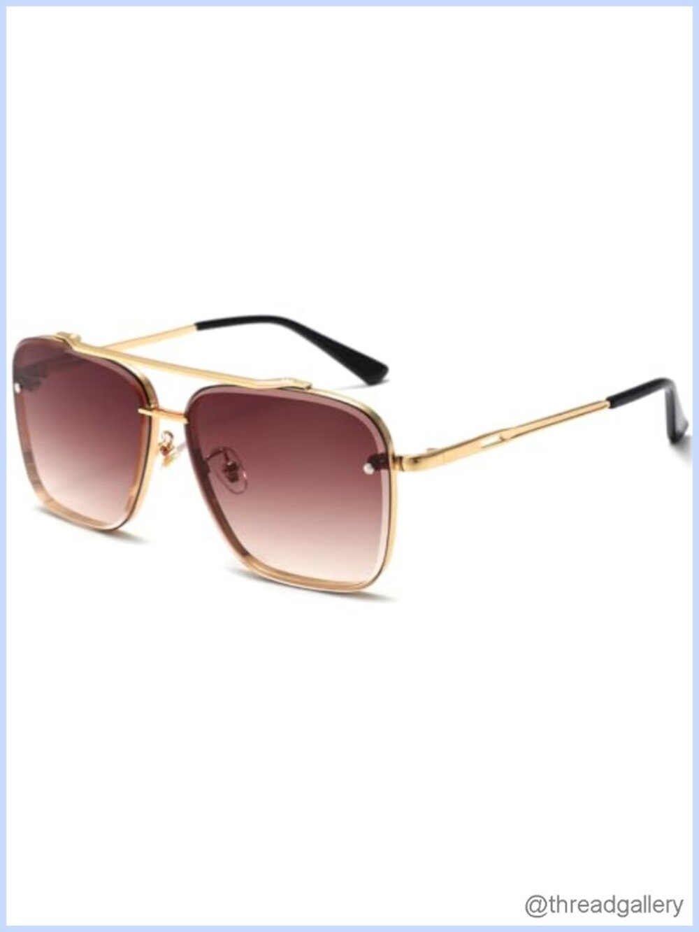 Oversized Square Aviator Sunglasses Gradient Metal Frame Full Frame